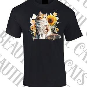 Cat with Sunflowers-T Shirt – Various colours